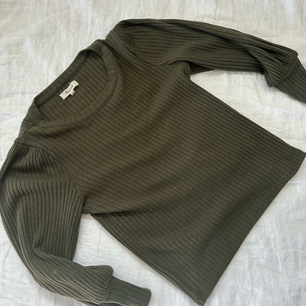 Madewell Olive Green Ribbed Sweater